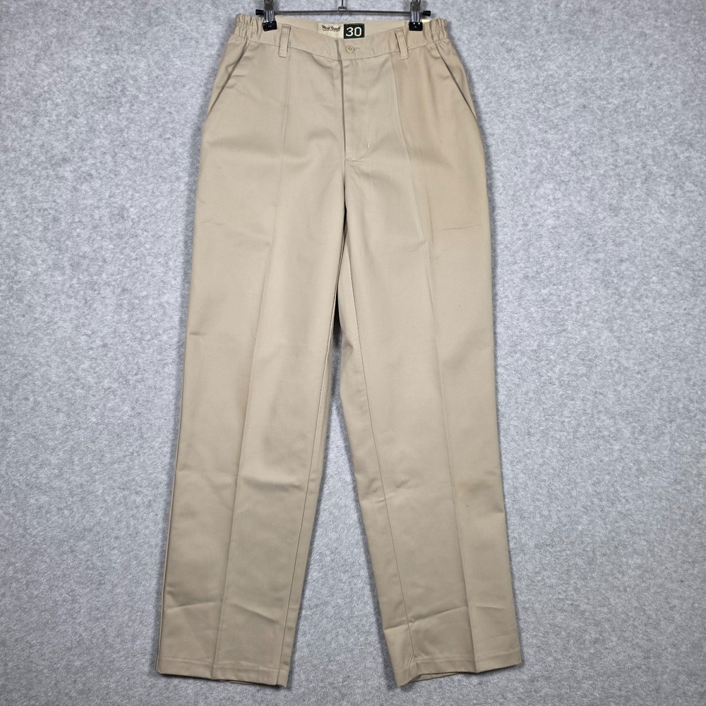 VTG WearGuard Pants Mens Sz 30x31 Tan Beige Stretch Waist Relaxed Straight NEW